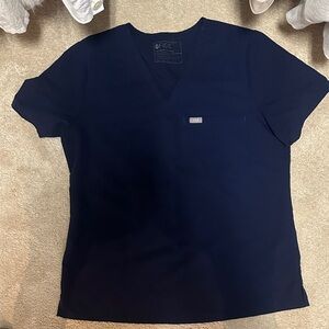 Figs Deep Blue V-Neck Scrub Top